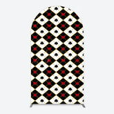 Aperturee - Aperturee Black White Rhombus Poker Birthday Arch Backdrop